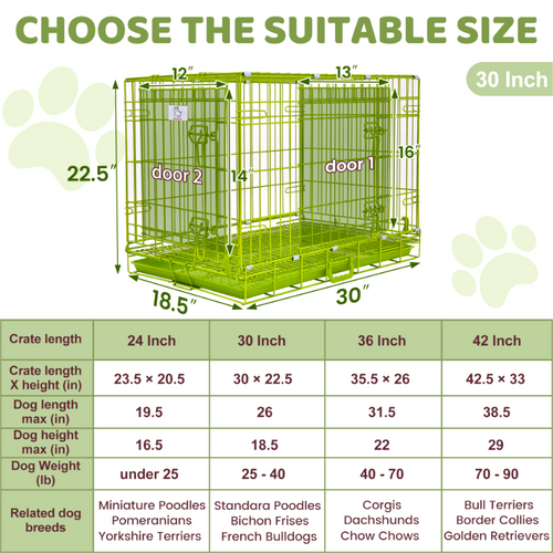 30 Collapsible Green Dog Crate GRN30