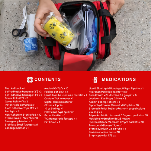 PetVet Medic® Medium Pet First Aid Kit – 100+ Piece Dog & Cat Emergency Kit with Veterinarian-Curated Supplies & Mini First Aid Guide
