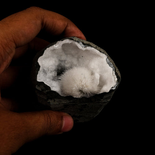 Mesolite Inside Chalcedony Geode Natural Mineral Specimen # B 6164
