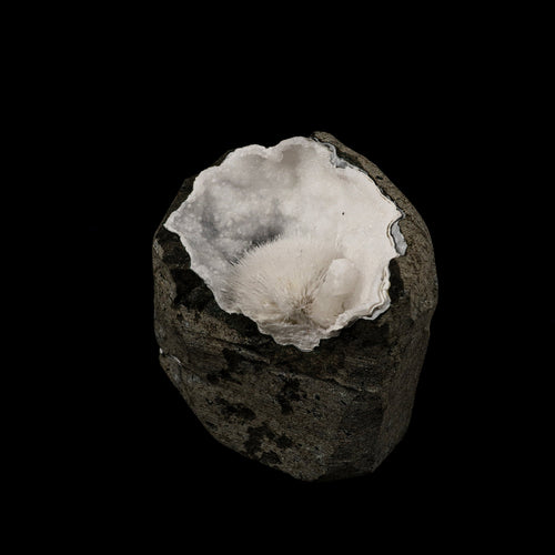 Mesolite Inside Chalcedony Geode Natural Mineral Specimen # B 6164
