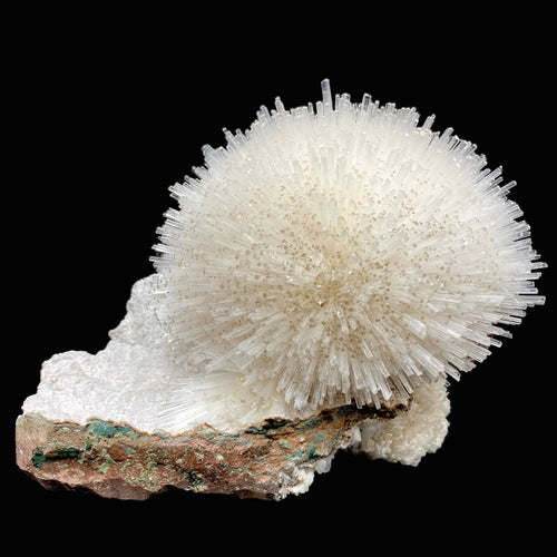 Mesolite on Mordenite Natural Mineral Specimen – Rare White Zeolite Spray from India # DK191