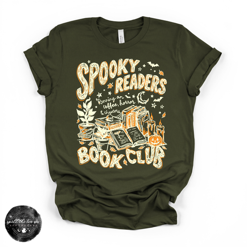 Spooky Readers Book Club Tee | Book Lover Halloween Graphic T-Shirt {WHITE DESIGN}