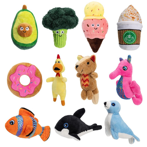 NEW 6 Mini Squeaky Dog Toy Collection