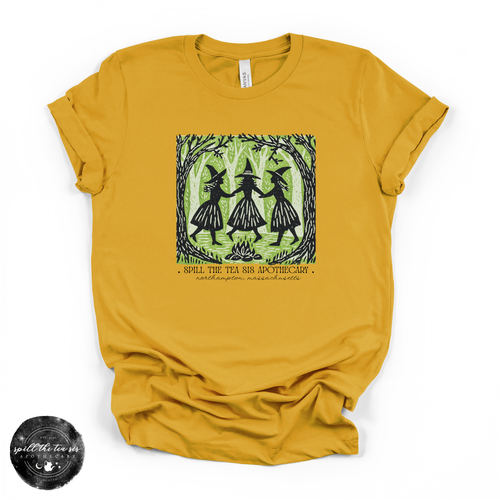 Witches Dancing in the Forest Spill The Tea Sis Tee | Moonlit Coven Graphic T-Shirt