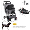 Pet Foldable Travel Carriage Stroller with Reversible Handle