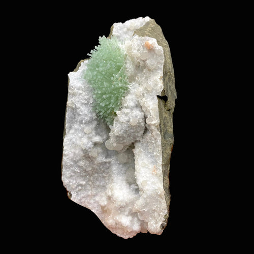 Super Rare Green Natrolite on MM Quartz – Museum-Grade Zeolite Specimen from India | Nashik Deccan Traps # DK197