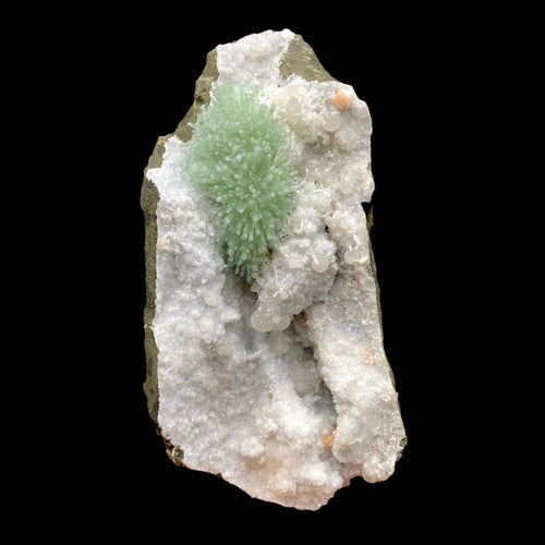 Super Rare Green Natrolite on MM Quartz – Museum-Grade Zeolite Specimen from India | Nashik Deccan Traps # DK197