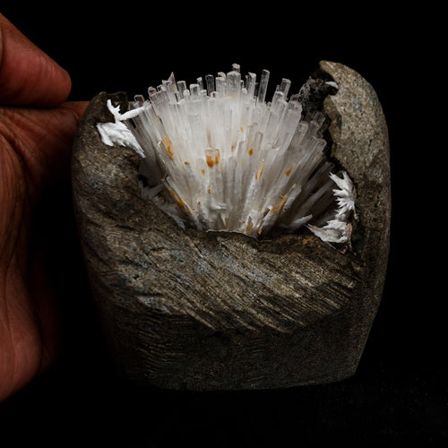 Natrolite Sprays Inside Chalcedony Geode Natural Mineral Specimen  # B 5160