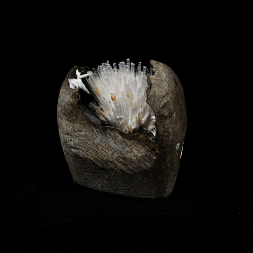 Natrolite Sprays Inside Chalcedony Geode Natural Mineral Specimen  # B 5160