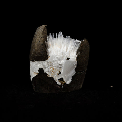 Natrolite Sprays Inside Chalcedony Geode Natural Mineral Specimen  # B 5160