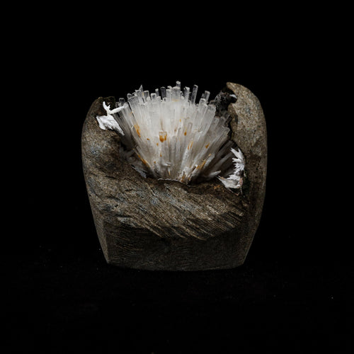 Natrolite Sprays Inside Chalcedony Geode Natural Mineral Specimen  # B 5160