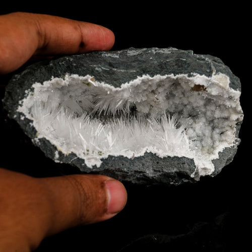 Natrolite Sprays Inside Chalcedony Geode Natural Mineral Specimen # B 5679
