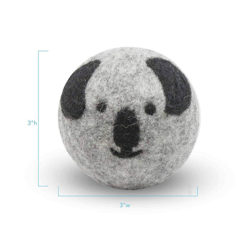 Natural Wool Ball with Koala Face Dog Toy