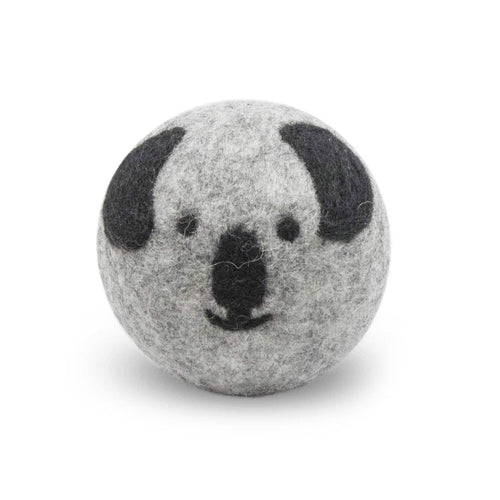 Natural Wool Ball with Koala Face Dog Toy