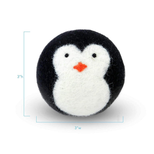 Natural Wool Ball with Penguin Face Dog Toy