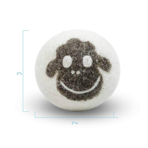 Natural Wool Ball with Sheep Face Dog Toy