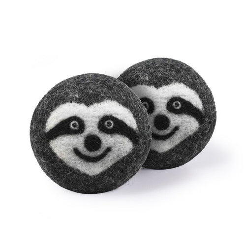 Natural Wool Ball with Sloth Face Dog Toy