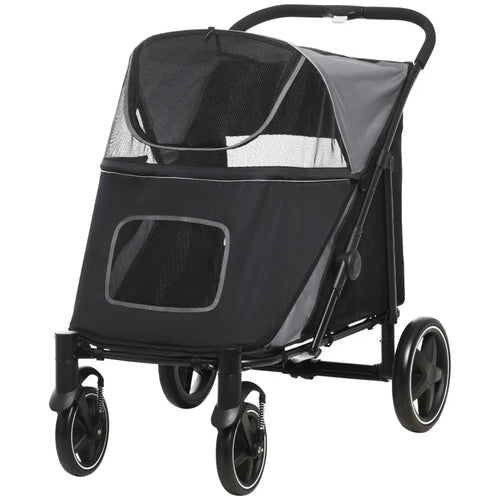 One-Click Foldable Stroller for Large Medium Small Dogs, Pet, Cats with Storage