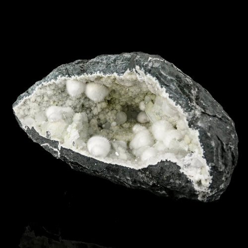 Okenite Big Puffballs Inside Chalcedony Geode Natural Mineral Specimen # B 5701