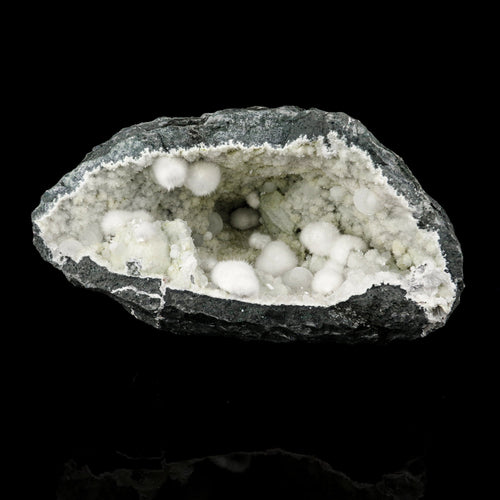 Okenite Big Puffballs Inside Chalcedony Geode Natural Mineral Specimen # B 5701