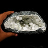 Okenite Big Puffballs Inside Chalcedony Geode Natural Mineral Specimen # B 5701