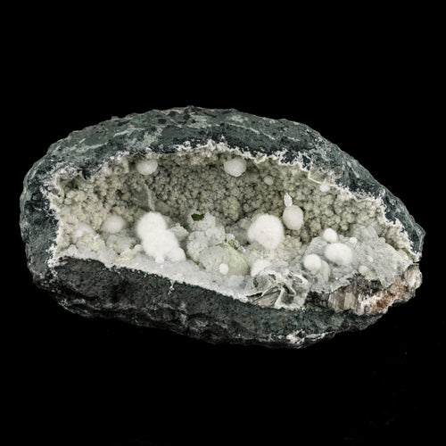 Okenite Big Puffballs Inside Chalcedony Geode Natural Mineral Specimen # B 6122