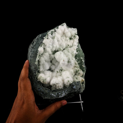 Okenite Big Puffballs Inside Chalcedony Geode Natural Mineral Specimen # B 6169