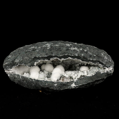 Okenite Big Puffballs with Gyrolite in Geode Natural Mineral Specimen # B 5867