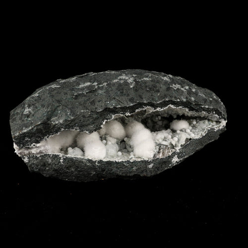 Okenite Big Puffballs with Gyrolite in Geode Natural Mineral Specimen # B 5867