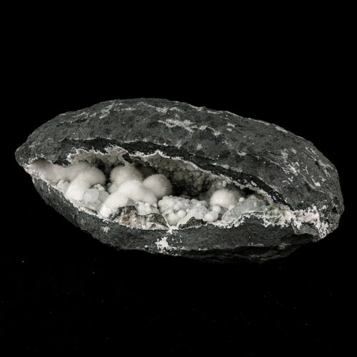 Okenite Big Puffballs with Gyrolite in Geode Natural Mineral Specimen # B 5867