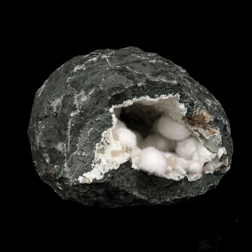Okenite Big Puffballs Inside Geode Natural Mineral Specimen # B 6177