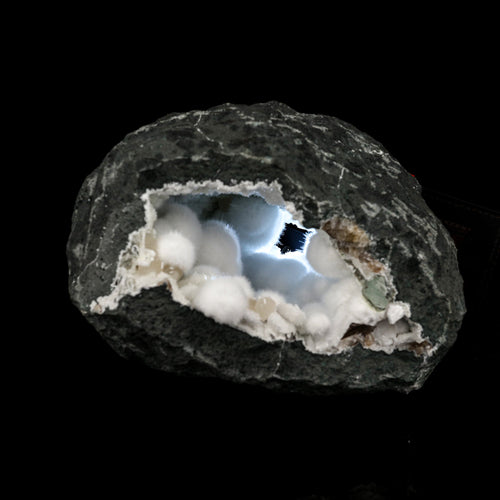 Okenite Big Puffballs Inside Geode Natural Mineral Specimen # B 6177