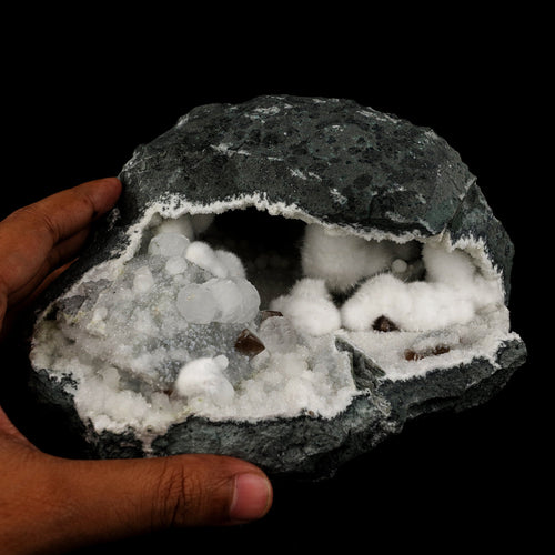 Okenite Big Puffballs with calcite Geode Natural Mineral Specimen # B 6195