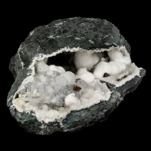 Okenite Big Puffballs with calcite Geode Natural Mineral Specimen # B 6195