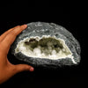 Okenite Big Puffballs with calcite & Gyrolite inside Geode Natural Mineral Specimen # B 5865