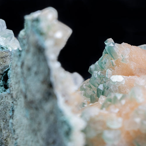 One time find of bright orange crystals with Unusual growth of Green Marshy Apophyllite  - #C6