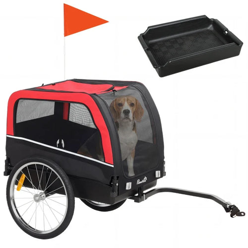 Dog Bike Trailer, Pet Cart Bicycle Carrier with 20 Air Tires, Quick-Release Wheels, Reflectors, Flag