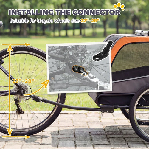 Dog Bike Trailer, Pet Cart Bicycle Carrier with 20 Air Tires, Quick-Release Wheels, Reflectors, Flag