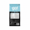 Back of Petcurean GO! Solutions Dental + Immune Health Chicken + Salmon dog food bag showing ingredients and feeding guide