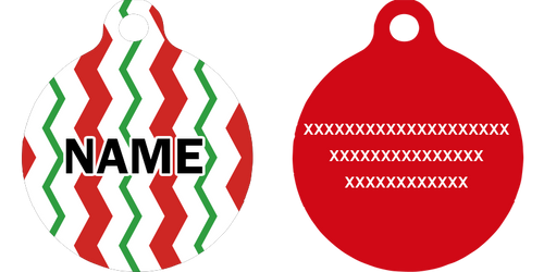 Peppermint Stick Chevron Stripes HD Dog ID Tag