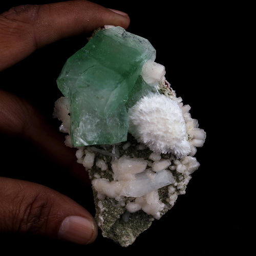 Pesudo Green Apophyllite with Mordenite Stilbite Natural Mineral Specimen  # B 4603