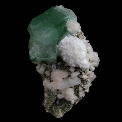Pesudo Green Apophyllite with Mordenite Stilbite Natural Mineral Specimen  # B 4603
