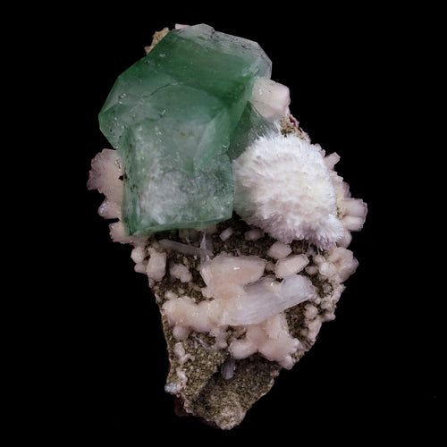 Pesudo Green Apophyllite with Mordenite Stilbite Natural Mineral Specimen  # B 4603