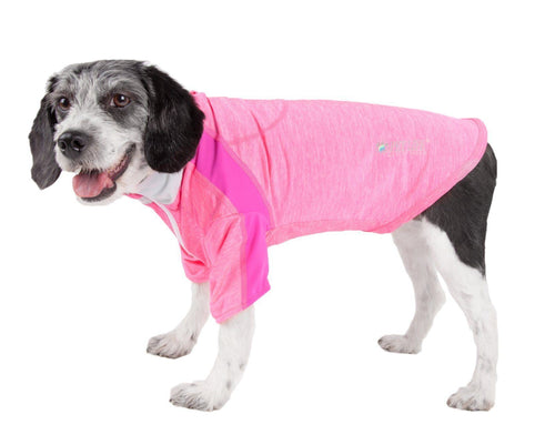 Pet Life ® Active 'Chewitt Wagassy' 4-Way-Stretch Yoga Fitness Long-Sleeve Dog T-Shirt