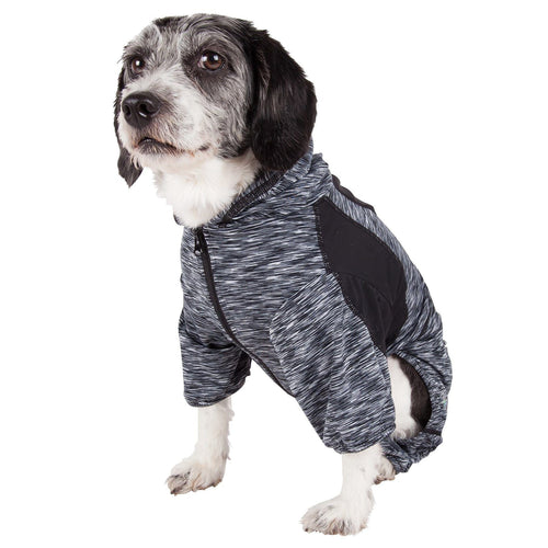 Pet Life ® Active 'Downward Dog' 4-Way-Stretch Fitness Yoga Dog Tracksuit Hoodie