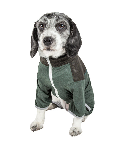 Pet Life ®  Active 'Embarker' 4-Way Stretch Fitness Yoga Full Body Dog Tracksuit
