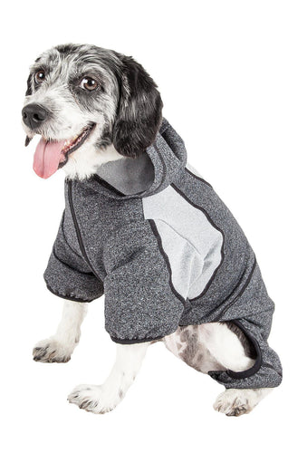 Pet Life ®  Active 'Fur-Breeze' Medium-weight 4-Way-Stretch Full Body Hooded Dog Yoga sweater