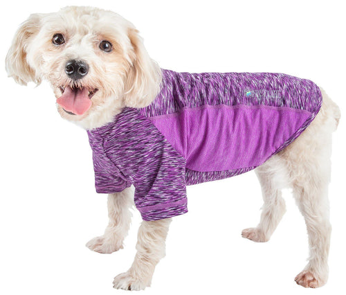 Pet Life ® Active 'Warf Speed' Heathered Ultra-Stretch Yoga Fitness Dog T-Shirt