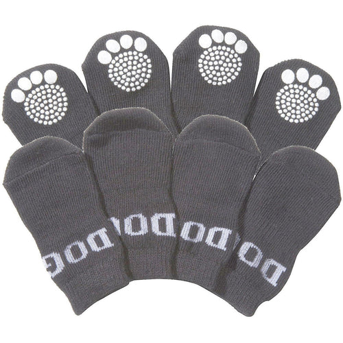 Pet Life ® Anti-Slip Rubberized Gripped Breathable Stretch Pet Dog Socks - Set of 4