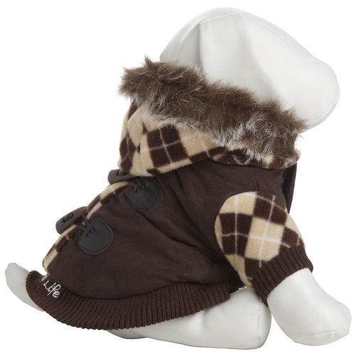 Pet Life ® 'Aygyle Style' 3M Insulated Designer Patterned Suede Dog Coat w/ Removable Hood